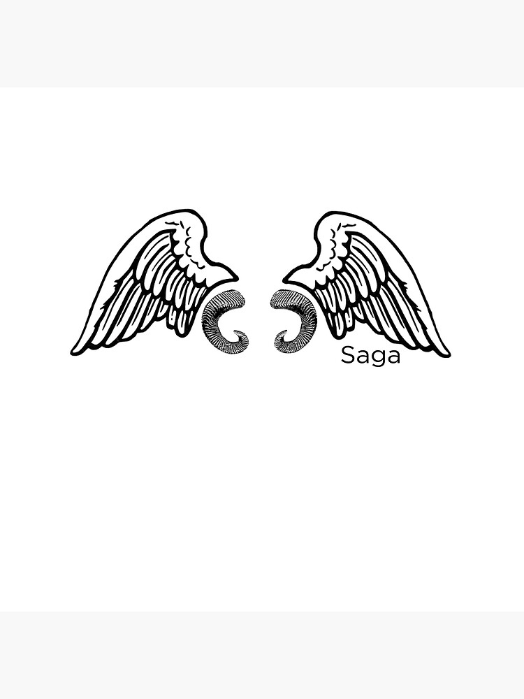 Saga Wings And Horns Black On White Tapestry - Image 2