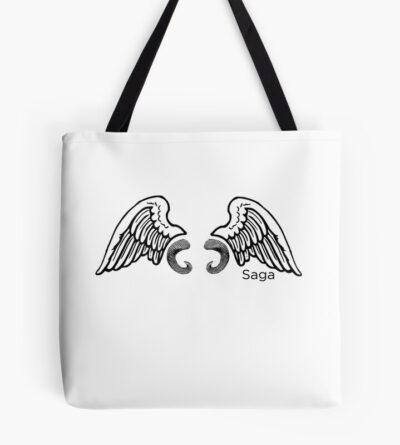 Saga Wings And Horns Black On White Tote Bag