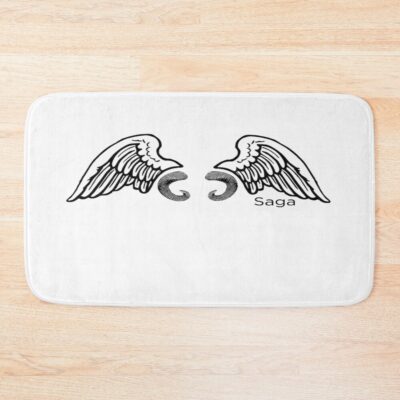 Saga Wings And Horns Black On White Bath Mat