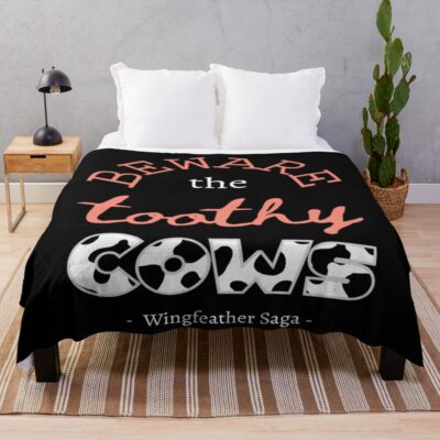 Beware The Toothy Cows Wingfeather Saga White Throw Blanket