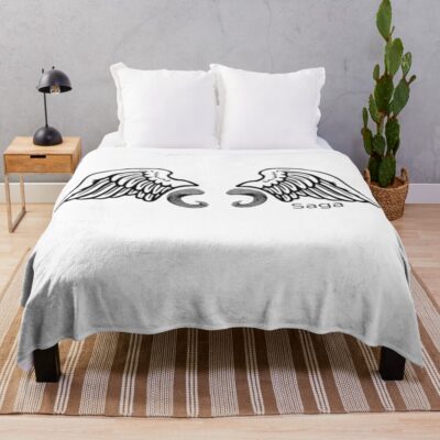 Saga Wings And Horns Black On White Throw Blanket