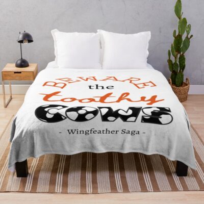 Beware The Toothy Cows Wingfeather Saga Black Throw Blanket
