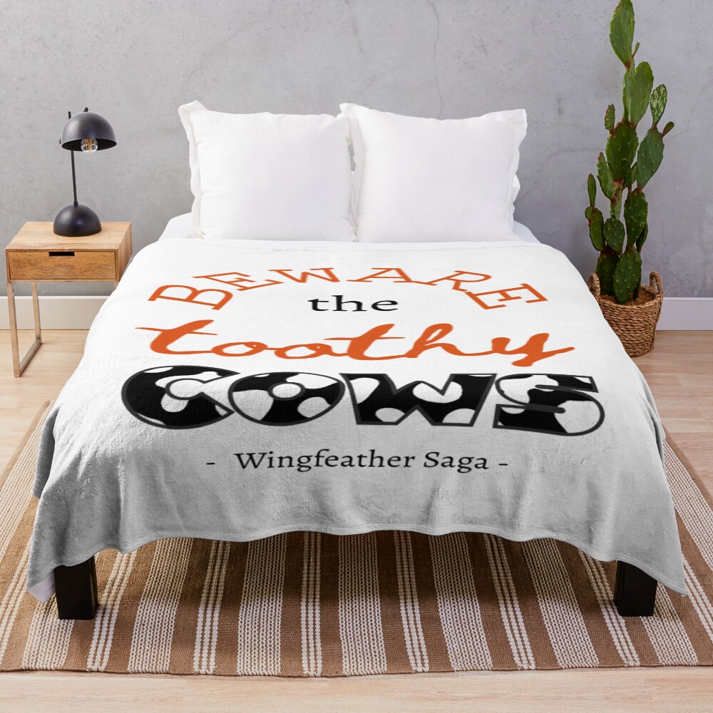 Beware The Toothy Cows Wingfeather Saga Black Throw Blanket