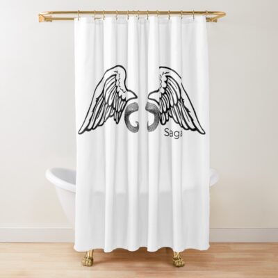 Saga Wings And Horns Black On White Shower Curtain